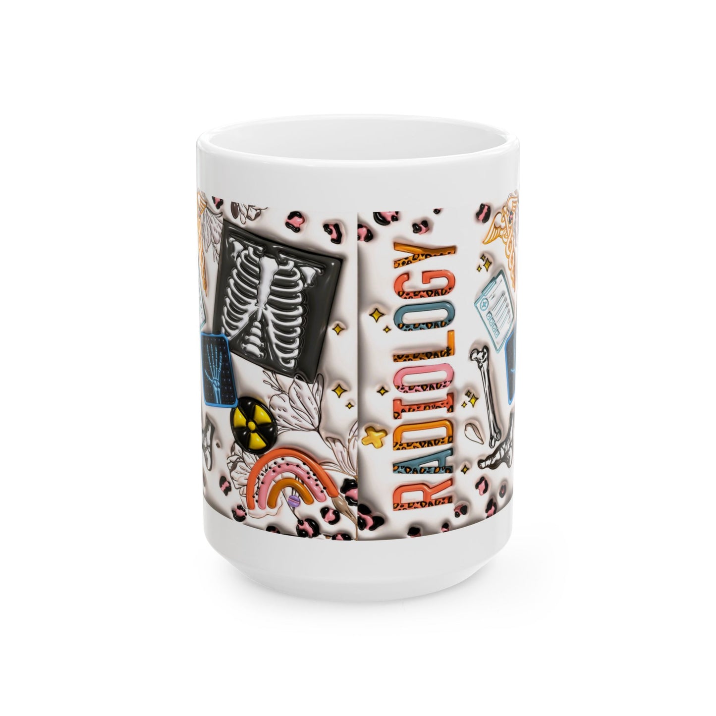 Radiology Coffee Mug-Colorful gift of Medical Bones & Icons- 11oz & 15oz wraparound