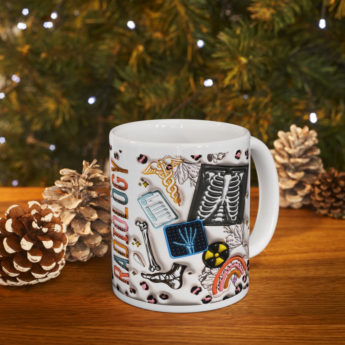 Radiology Coffee Mug-Colorful gift of Medical Bones & Icons- 11oz & 15oz wraparound
