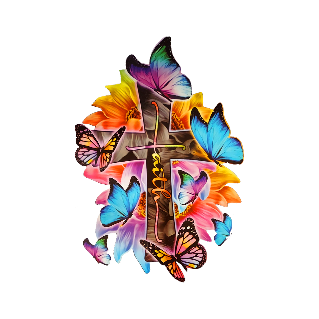 FAITH with Butterflies-print transfer only
