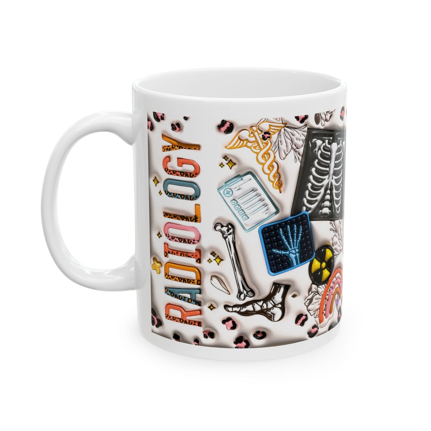 Radiology Coffee Mug-Colorful gift of Medical Bones & Icons- 11oz & 15oz wraparound