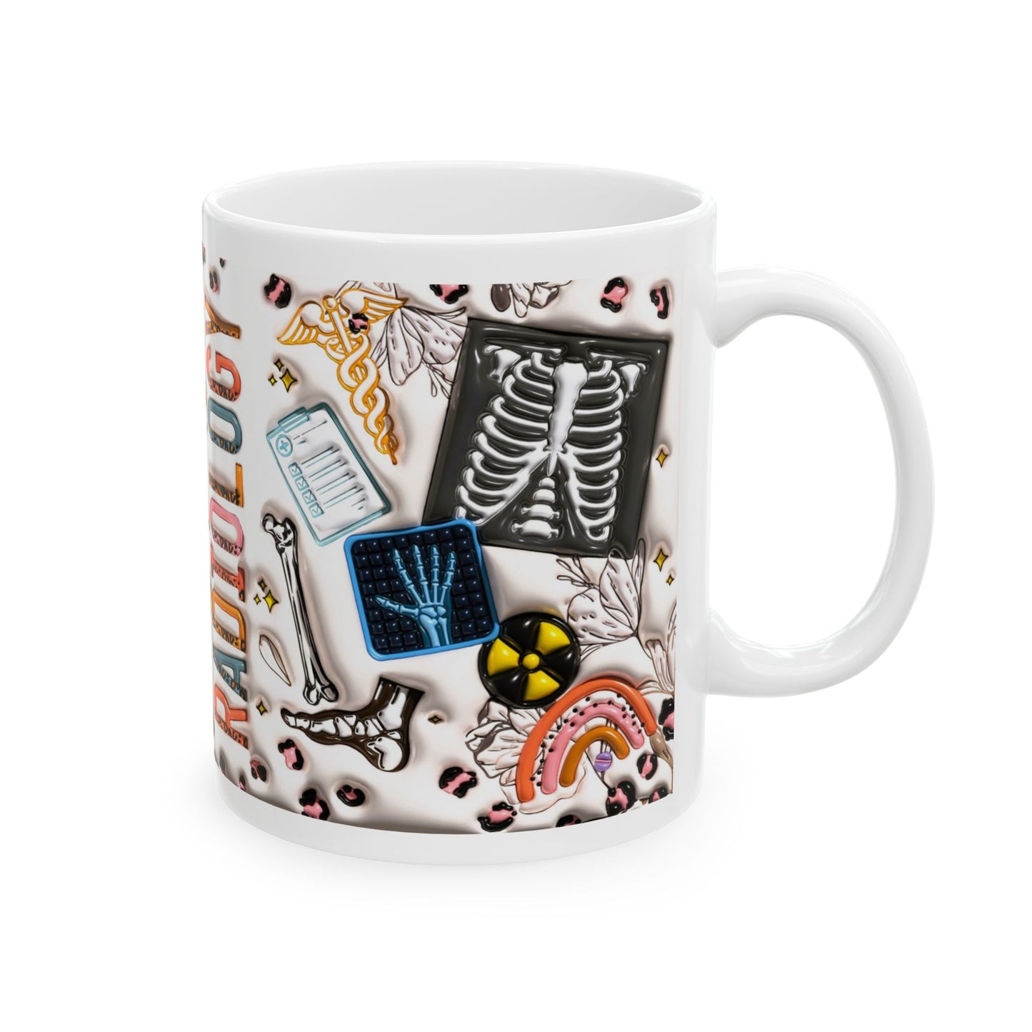Radiology Coffee Mug-Colorful gift of Medical Bones & Icons- 11oz & 15oz wraparound