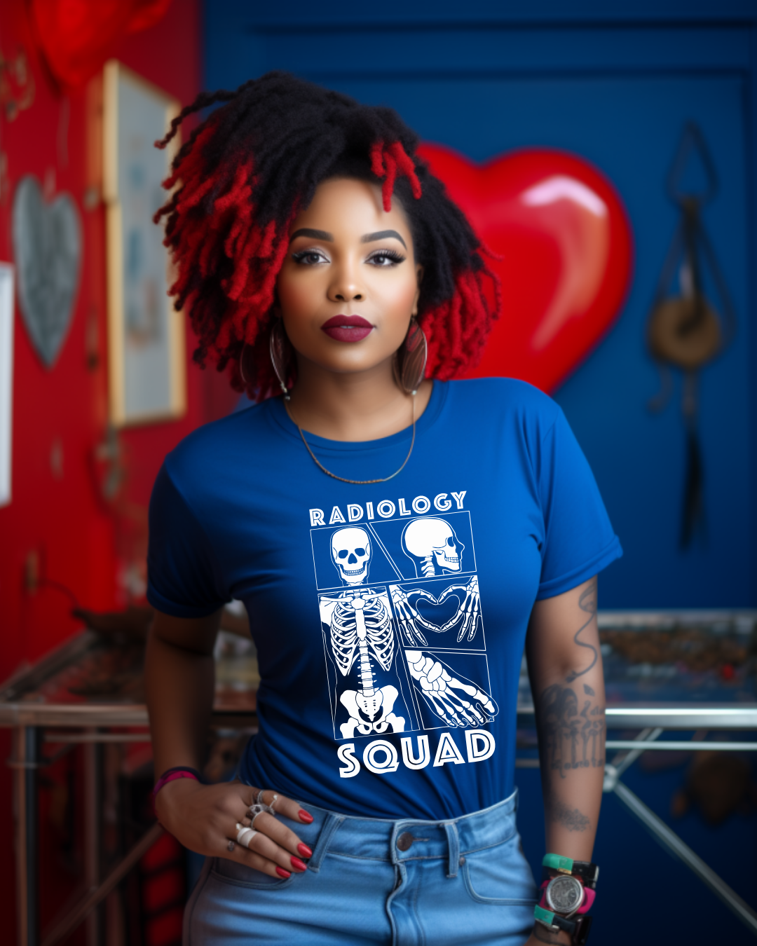 Radiology Comic Strip Tee with White Bones