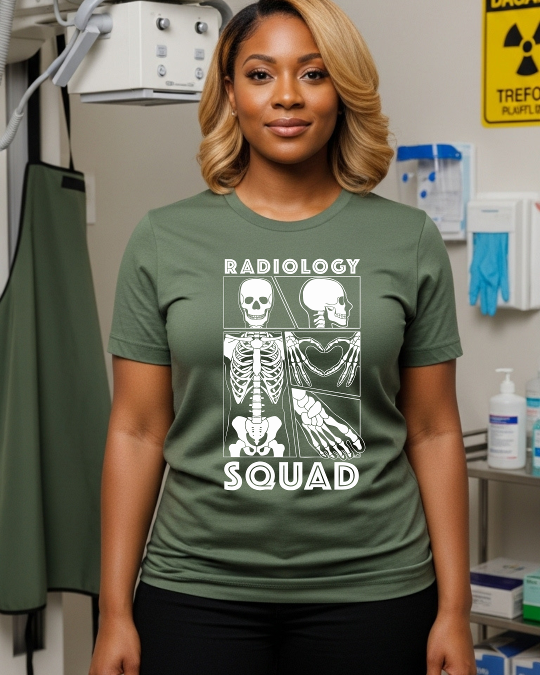 Radiology Comic Strip Tee with White Bones