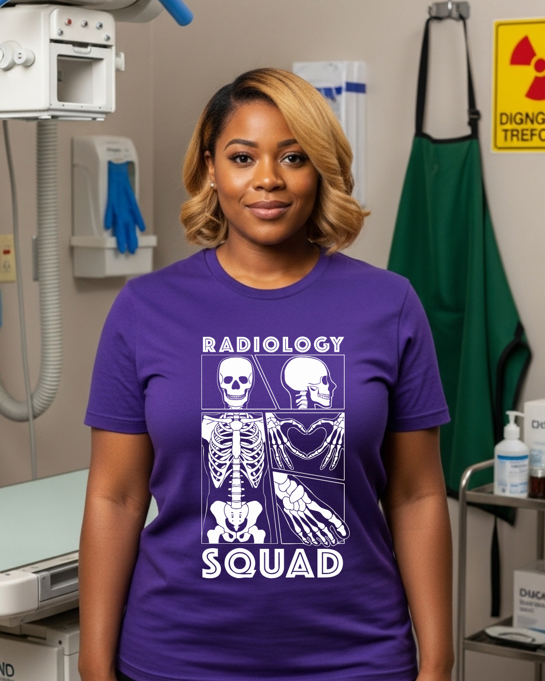 Radiology Comic Strip Tee with White Bones