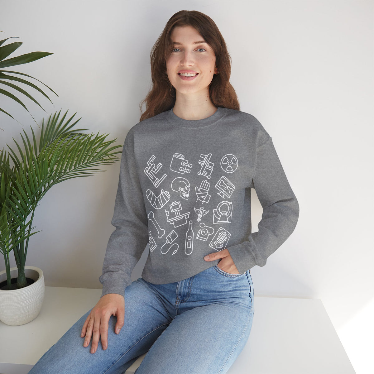 Radiology Icons Crewneck Sweatshirt | X-Ray & MRI Tech Gift