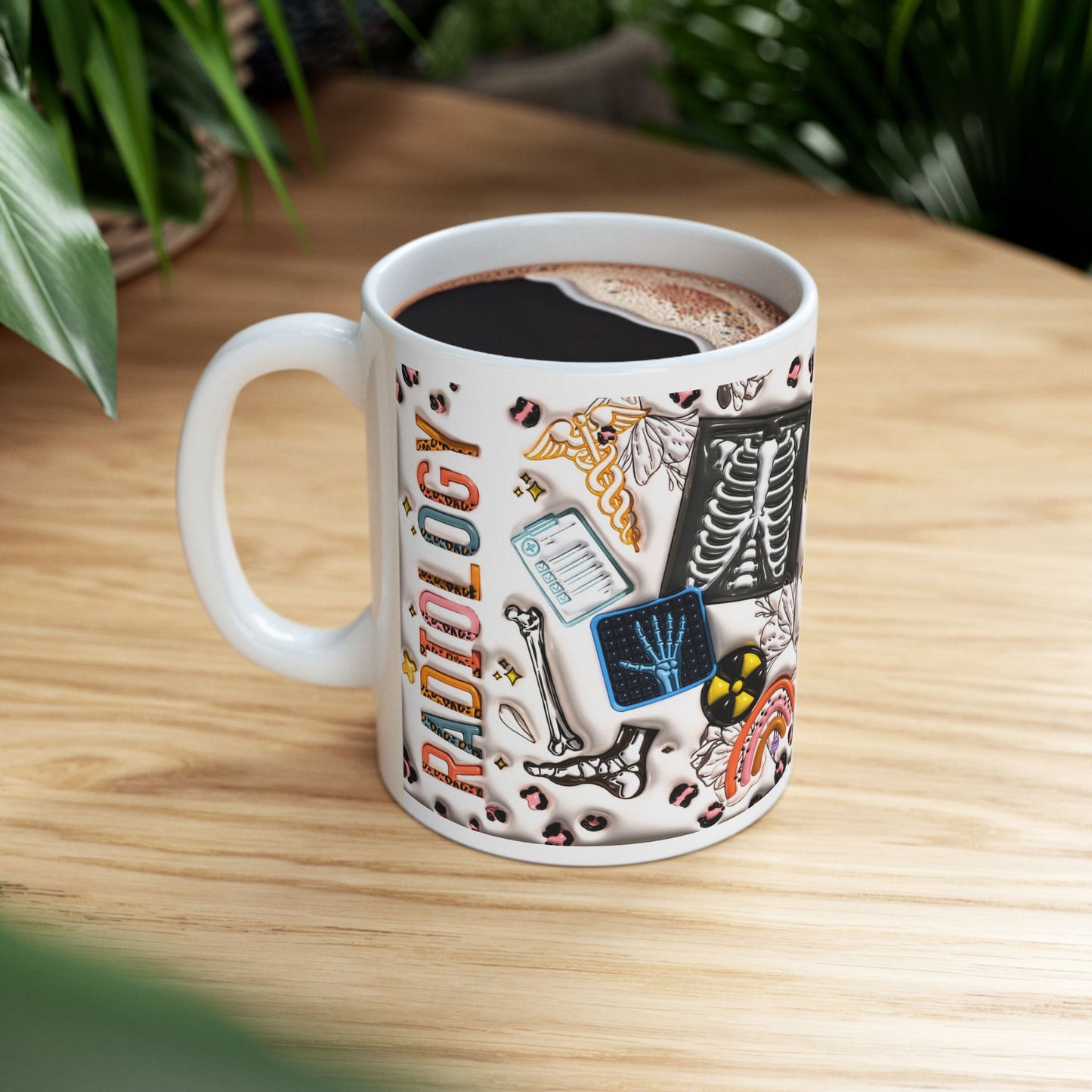 Radiology Coffee Mug-Colorful gift of Medical Bones & Icons- 11oz & 15oz wraparound