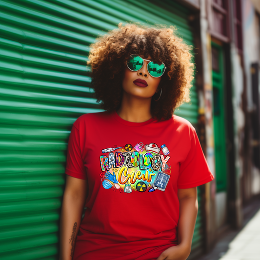Radiology Crew – Color Pop Graphic Tee for X-ray Techs & RTs