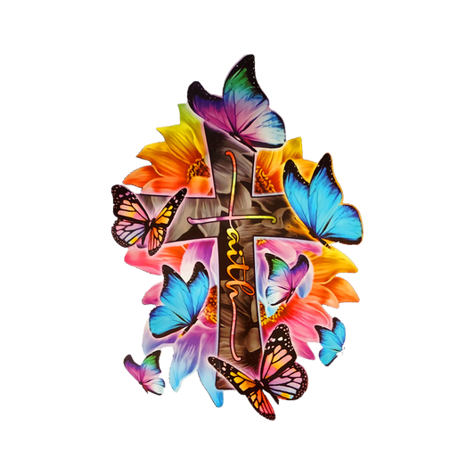 FAITH with Butterflies-print transfer only