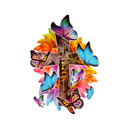FAITH with Butterflies-print transfer only