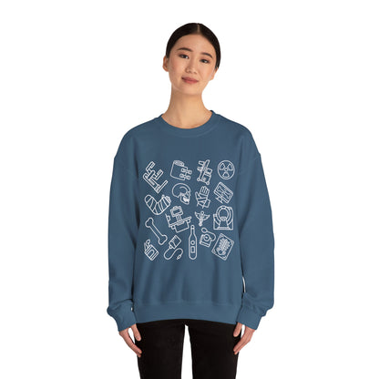 Radiology Icons Crewneck Sweatshirt | X-Ray & MRI Tech Gift