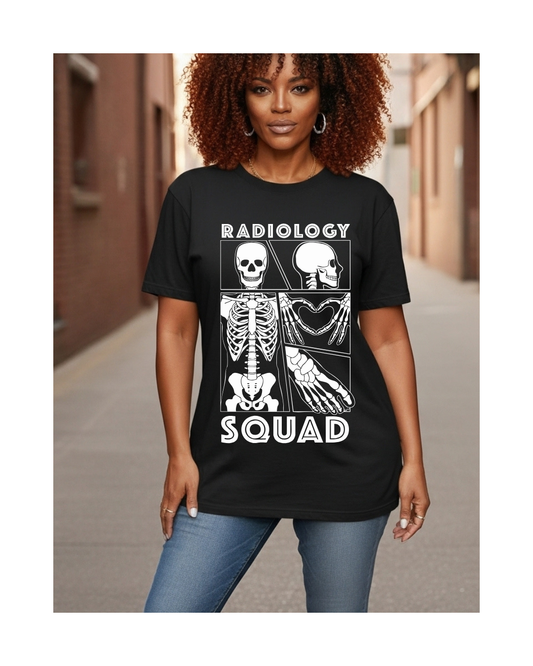 Radiology Comic Strip Tee with White Bones